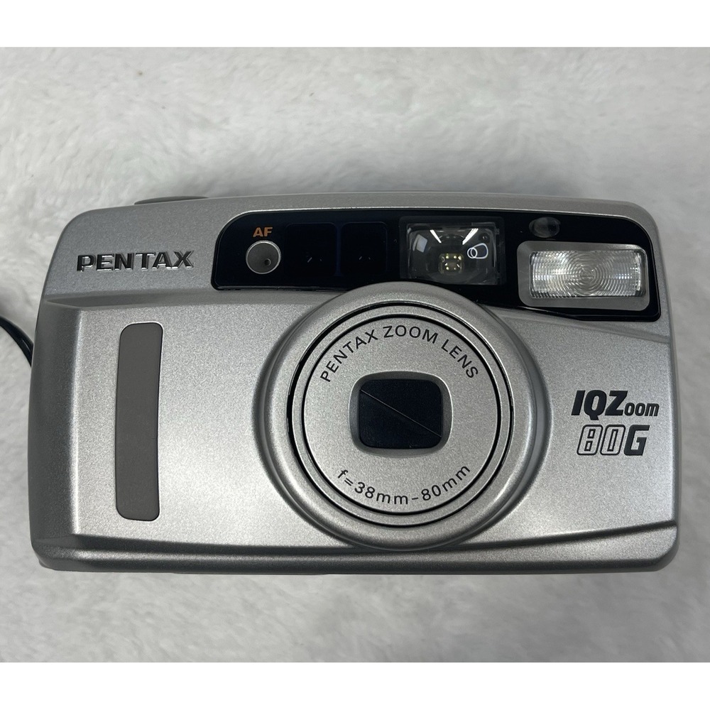 Pentax IQZoom 80G 35mm Point & Shoot Film Camera Bundle Case Manual Tested